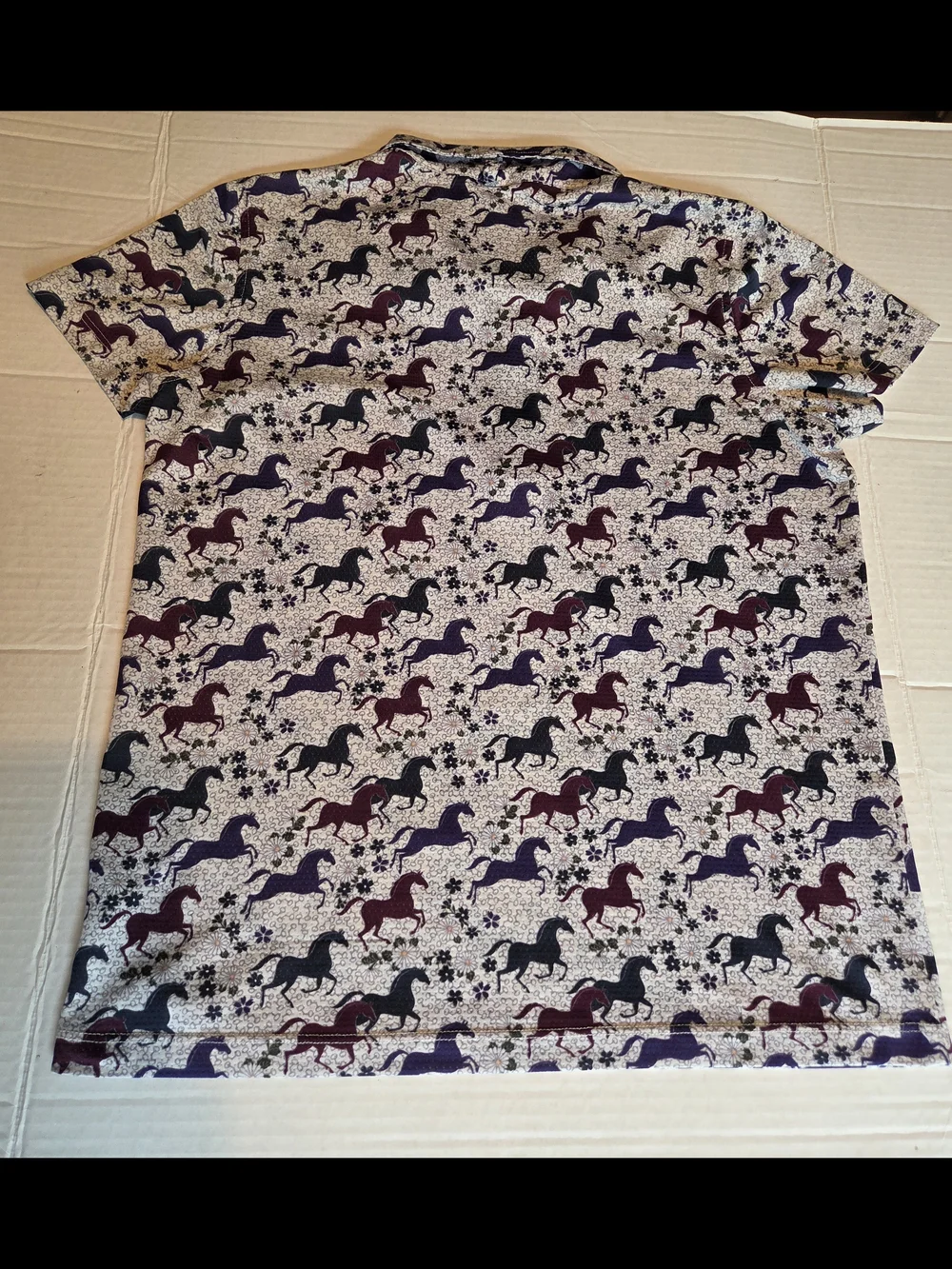 Kerrits Kids' Horse Print Half-Zip Short Sleve Top Size XL